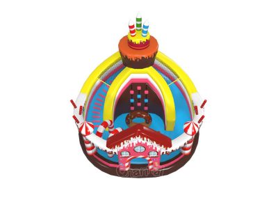 candy house inflatable playground with slide