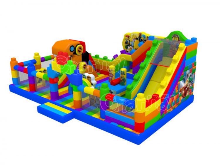 lego movie themed inflatable playground