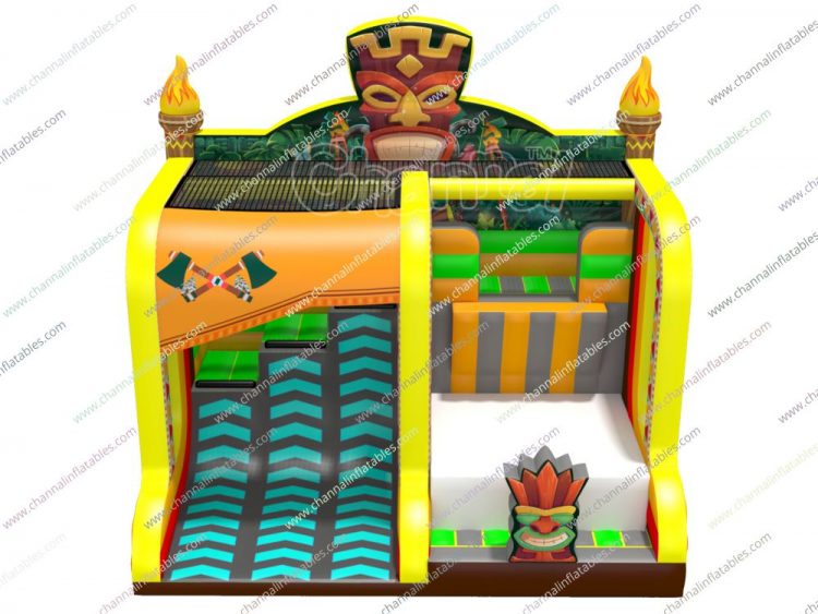 tiki island theme inflatable ninja warped wall and jump