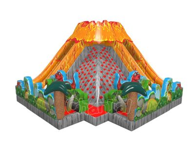 commercial jurassic volcano inflatable obstacle course for sale