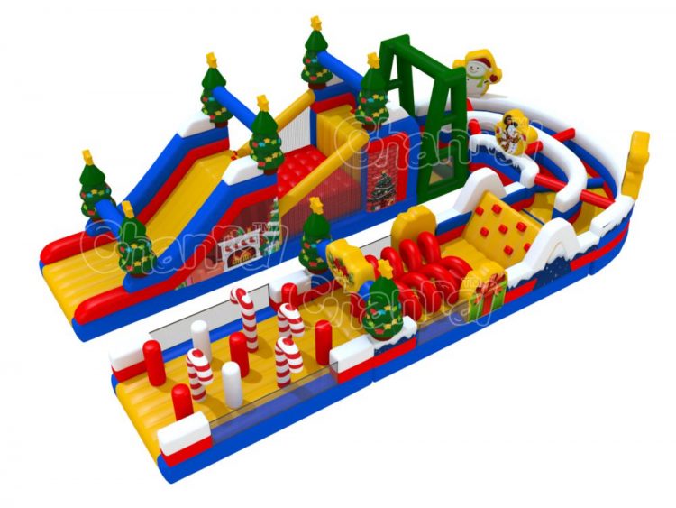 Christmas themed inflatable obstacle course
