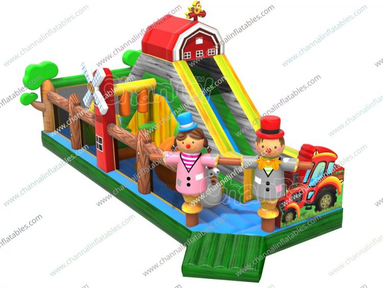 farm inflatable course