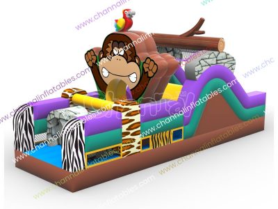 monkey theme small inflatable obstacle course