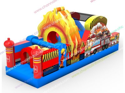 firefighting theme small inflatable obstacle course