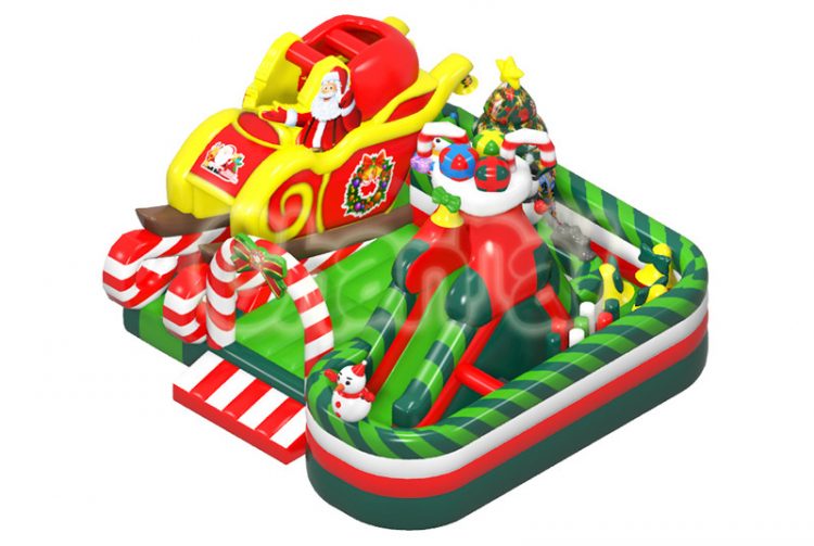christmas theme inflatable obstacle course