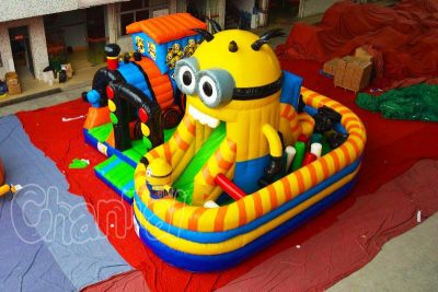 minion train inflatable obstacle course for kids