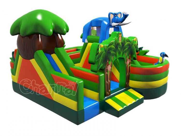 jungle animals inflatable obstacle