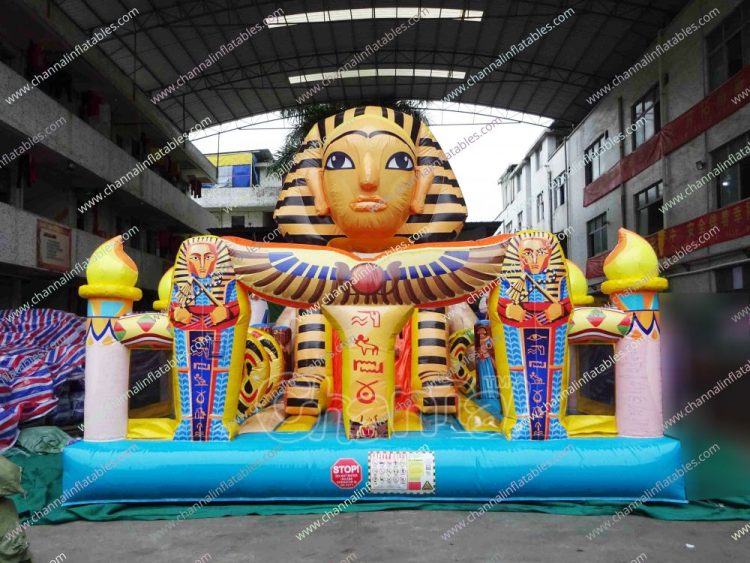 front view of ancient egypt inflatable playground