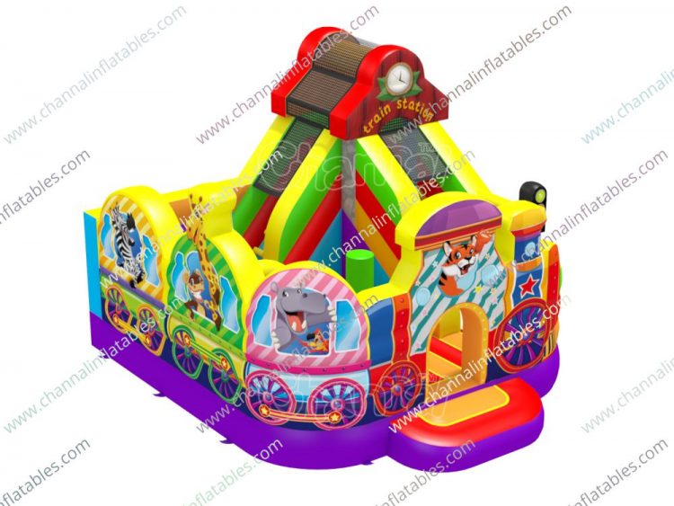 animal train inflatable playground