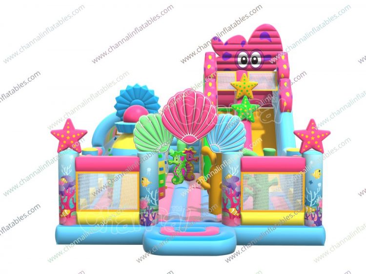 under the sea theme giant inflatable playground with slide