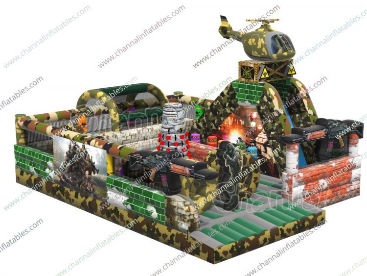 military tactics theme inflatable playground obstacle course