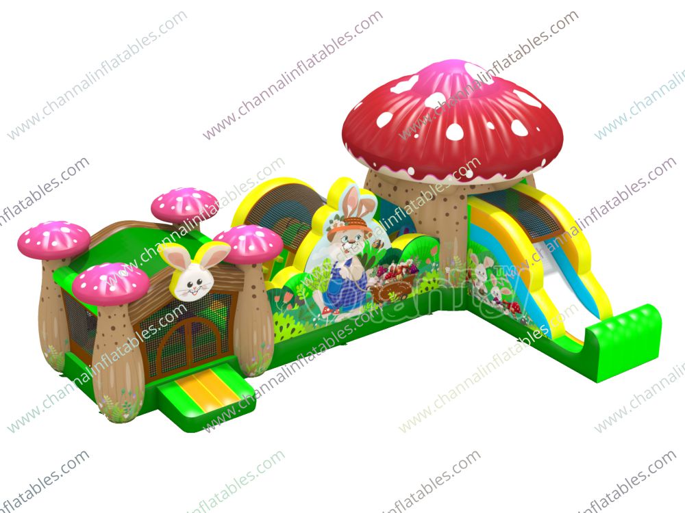 Bunny & Mushroom Inflatable Playground - Channal Inflatables