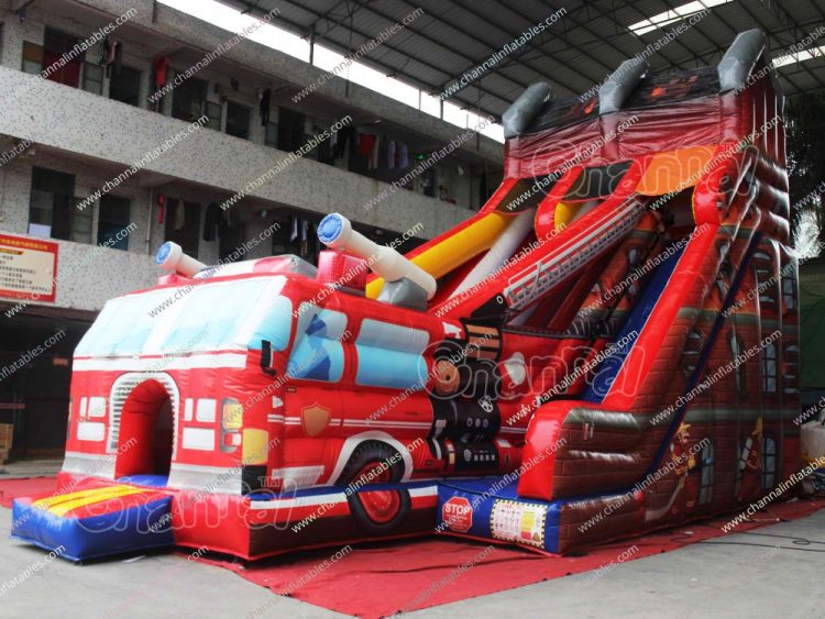 firetruck firefighting inflatable slide