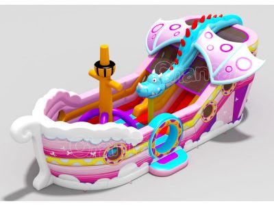 pink dragon ship inflatable slide