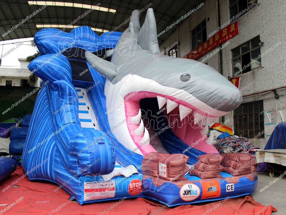 Giant Shark Inflatable Slide Channal Inflatables