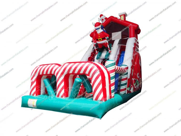 santa skiing inflatable christmas slide