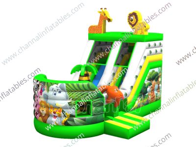 wild animals inflatable slide