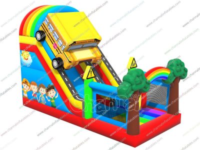 school bus inflatable slide