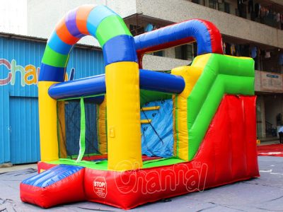 colorful arch inflatable slide