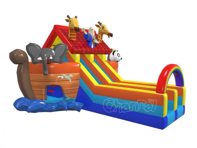 dual lane Noah's ark blow up slide