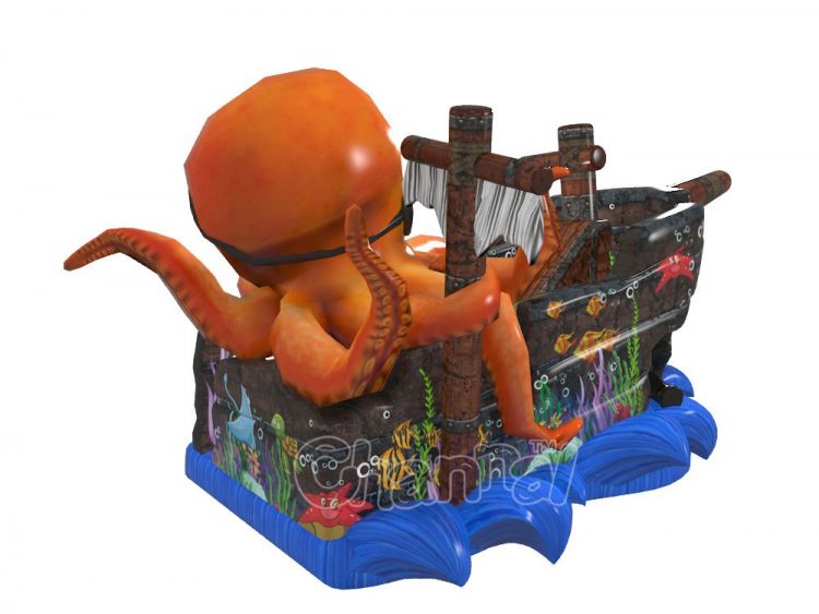 captain pirate octopus themed inflatable slide