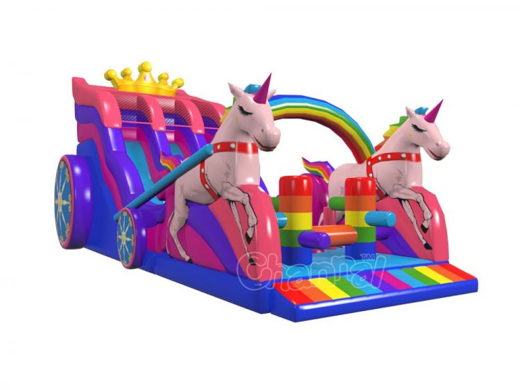 princess unicorn carriage inflatable slide for sale