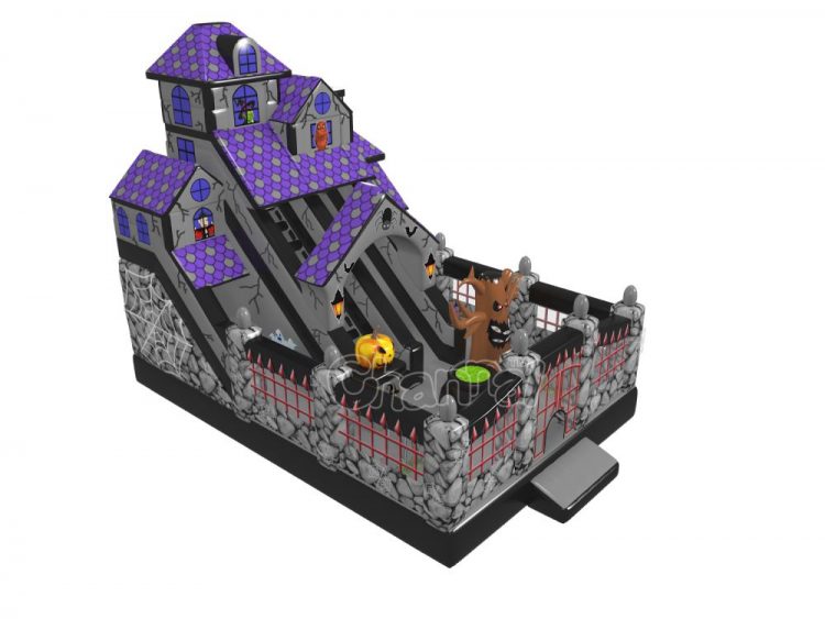 Halloween haunted house inflatable slide for kids