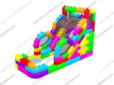 lego blocks inflatable water slide
