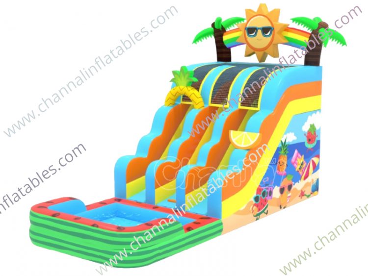 fruit beach party inflatable water slide