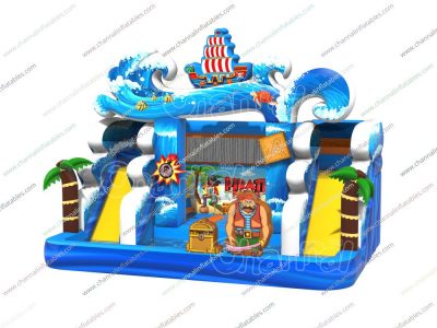 pirate backyard water slide and pool