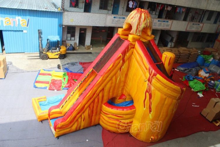 giant volcano inflatable water slide