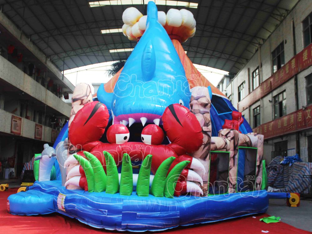 Ocean Animals And Volcano Inflatable Slide - Channal Inflatables