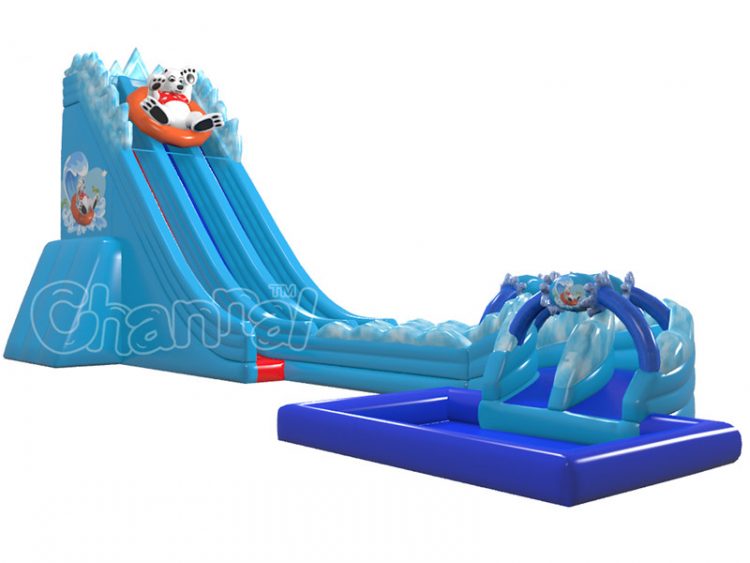 north pole bear inflatable water slide