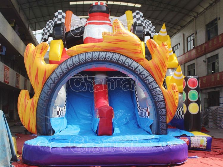 double lane car racing water slide
