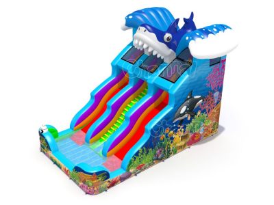 ocean shark inflatable water slide