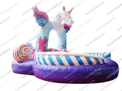 unicorn theme small water slide for kids