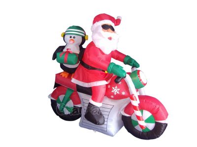 christmas blow up santa on a harley motorcycle