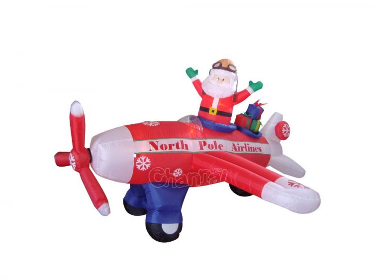 christmas inflatable santa airplane