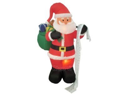 Santa checking naughty or nice list inflatable decoration