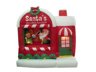 yard decoration Santa's workshop inflatable for wholesale