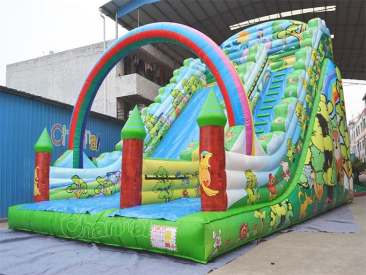 jungle animal inflatable slide