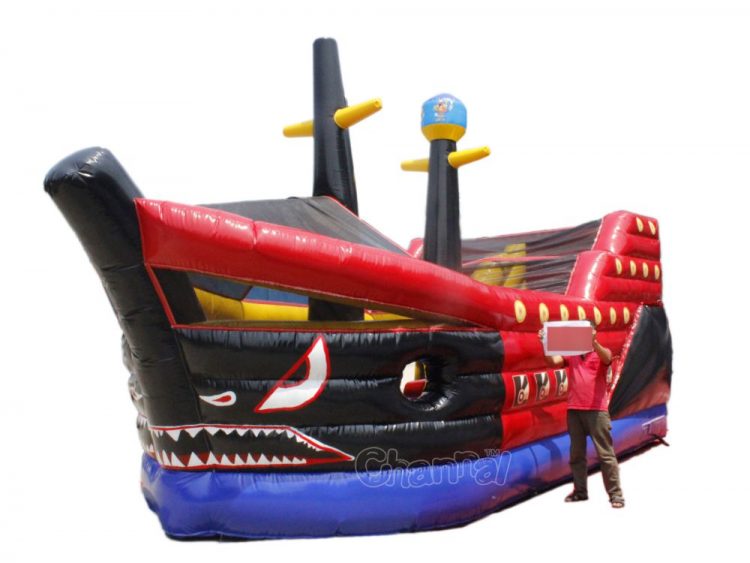 inflatable shark ship slide