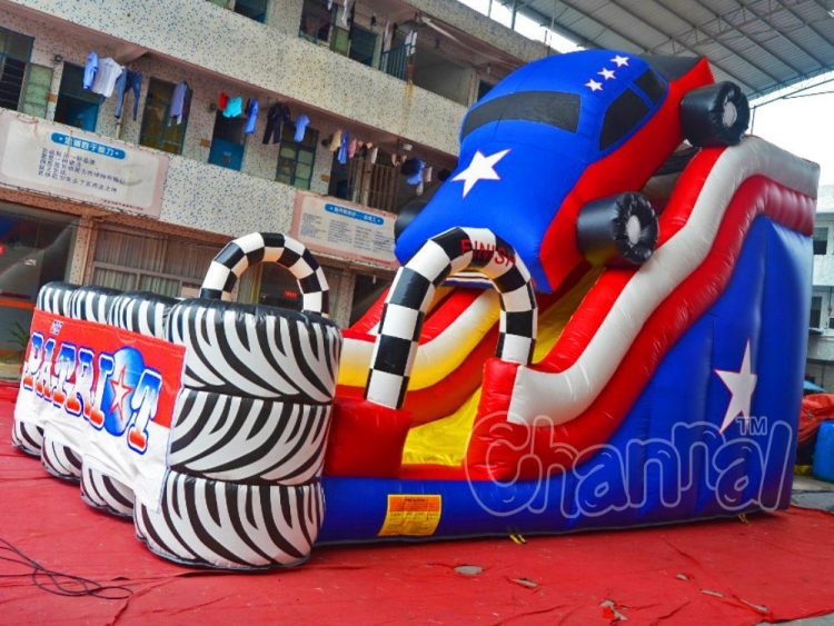 patriotic car parade inflatable slide