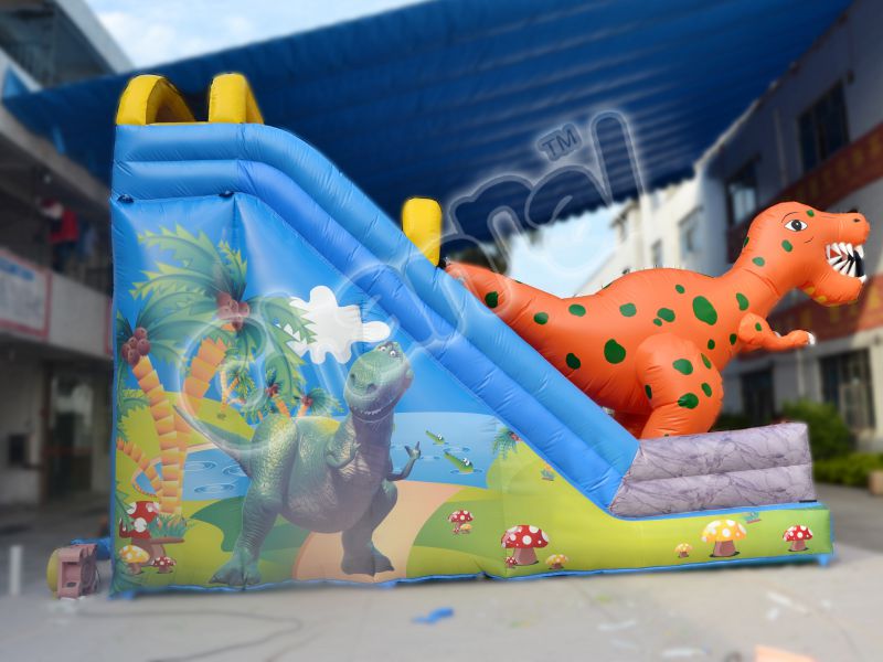 Orange Dinosaur Inflatable Slide Channal Inflatables