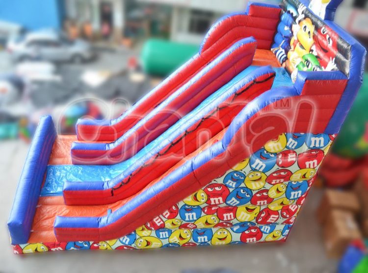 m&m chocolate candy inflatable slide