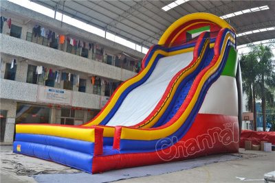 wave theme inflatable dry slide