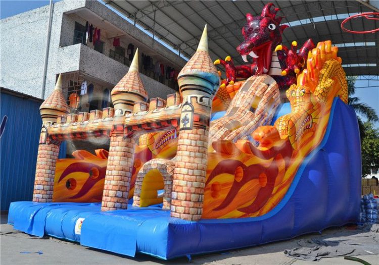 devil dragon castle inflatable slide