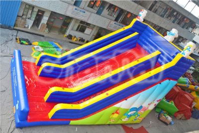 blue red smurfs theme inflatable slide