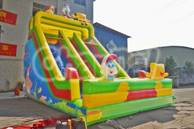 spongebob and smurf inflatable slide