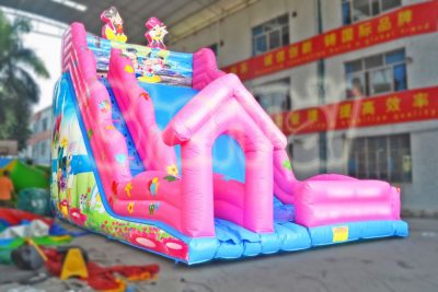 pink blue mickey inflatable slide